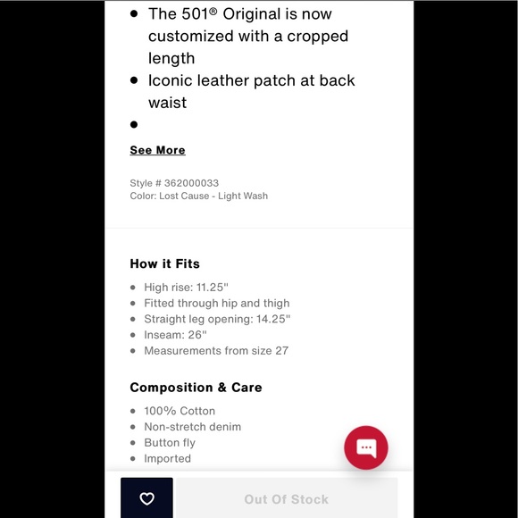 Levi's® Premium 501® ORIGINAL CROPPED WOMEN'S JEANS - Picture 7 of 7